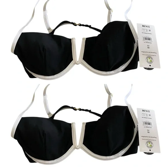 2 Pack BMWT No Boundaries Black & White Underwire Bikini Top (Black & White, XS) - Picture 1 of 7